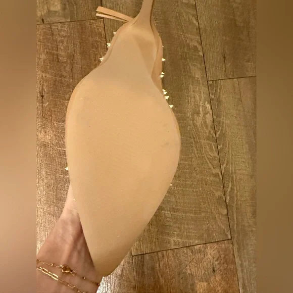 Gold Studded Stiletto Ankle Boots, Tan Nude, Size 8.5 NWOT - Picture 4 of 7